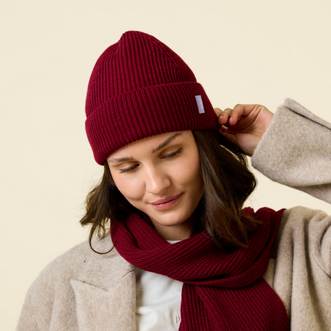 Beanie Merinowolle / Bordeaux