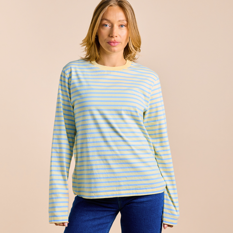 Stripy Langarmshirt | Gelb/Hellblau