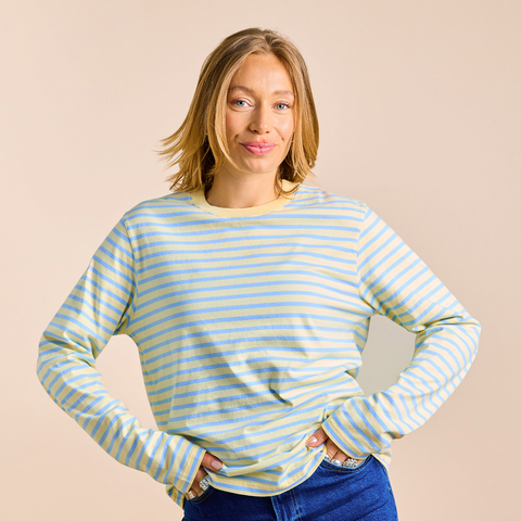 Stripy Langarmshirt | Gelb/Hellblau