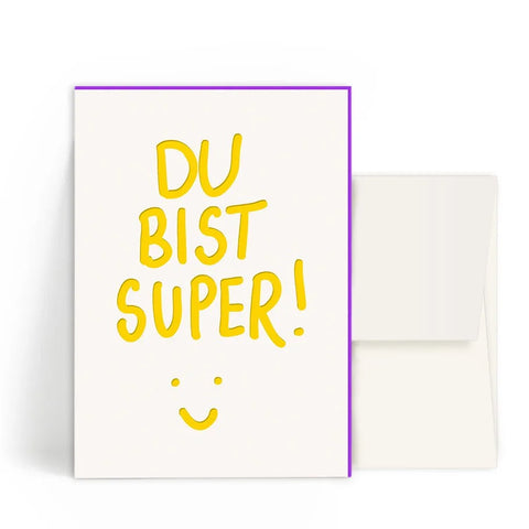 Letterpress Karte Du bist super!