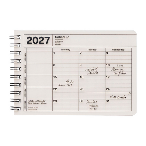 2027 Notebook Calendar XS