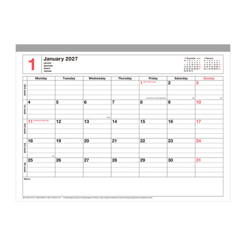 2027 Notebook Calendar S