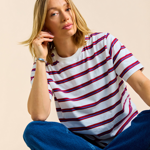 Stripy T-Shirt | Königsblau-Rot