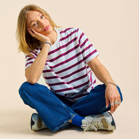 Stripy T-Shirt | Königsblau-Rot