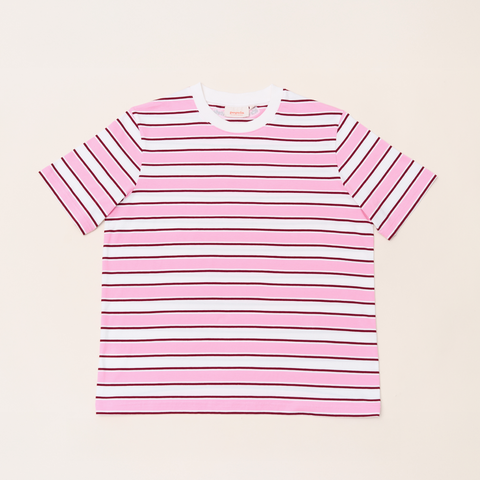 Stripy T-Shirt | Weiß-Pink