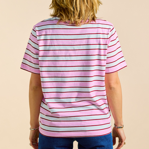 Stripy T-Shirt | Weiß-Pink