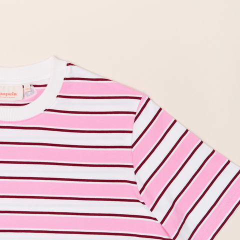 Stripy T-Shirt | Weiß-Pink