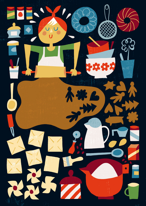 Postkarte Urakka / Kekse backen