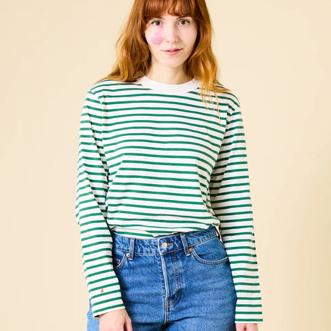 Stripy Langarmshirt | Grün/Weiß