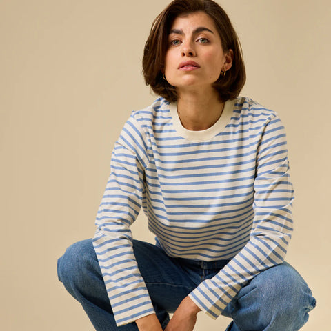 Stripy Langarmshirt | Eisblau/Offwhite