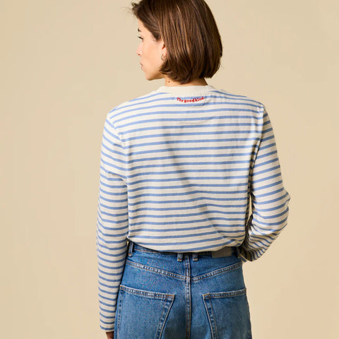 Stripy Langarmshirt | Eisblau/Offwhite