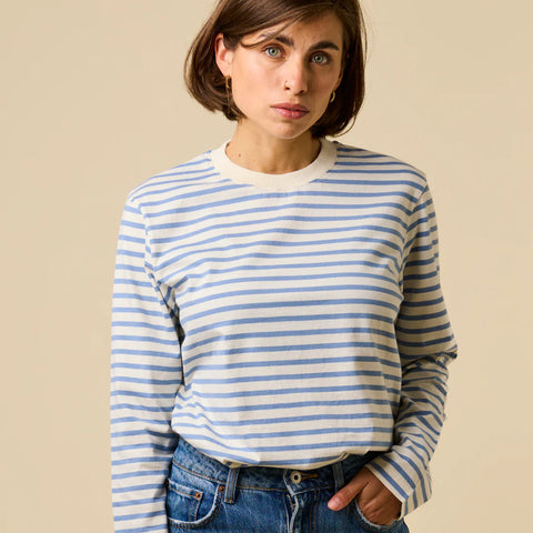 Stripy Langarmshirt | Eisblau/Offwhite