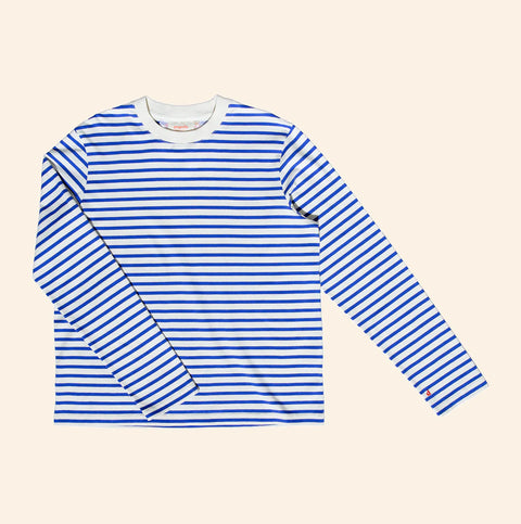 Stripy Langarmshirt | Königsblau/Offwhite