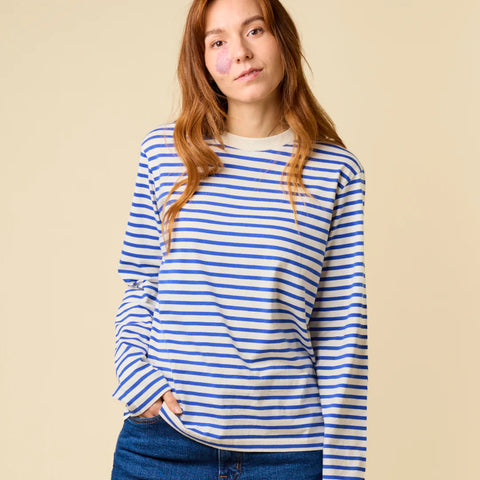 Stripy Langarmshirt | Königsblau/Offwhite