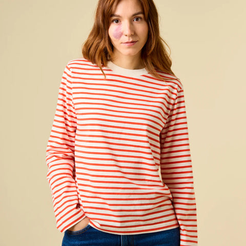 Stripy Langarmshirt | Rot/Offwhite