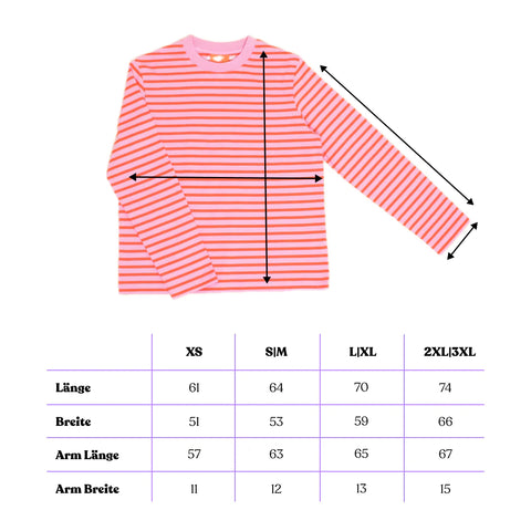 Stripy Langarmshirt | Pink/Rot