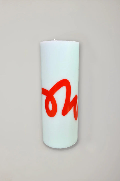 Stumpenkerze Mint/Rot
