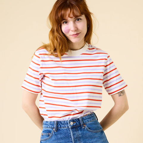Stripy T-Shirt | Lila/Rot/Weiß