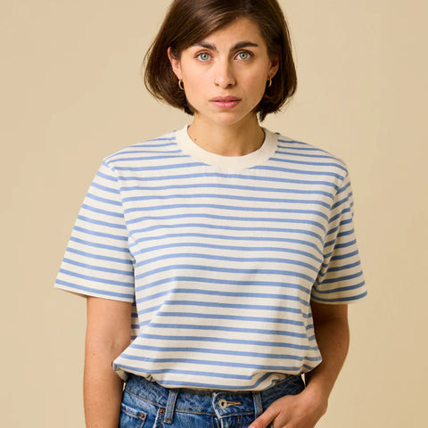Stripy T-Shirt | Eisblau/Offwhite