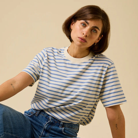 Stripy T-Shirt | Eisblau/Offwhite