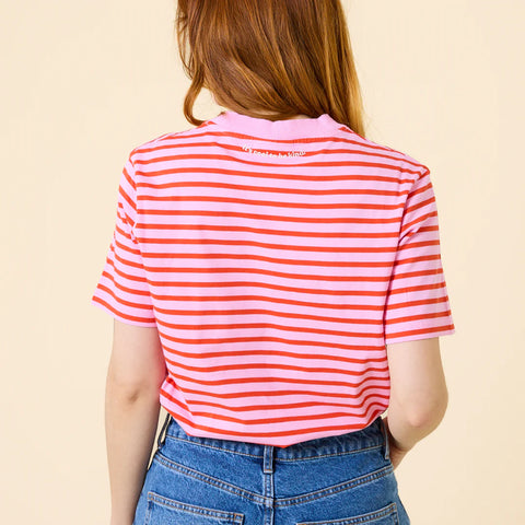 Stripy T-Shirt | Pink/Rot