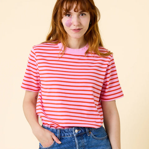 Stripy T-Shirt | Pink/Rot