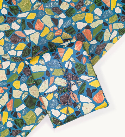 Terrazzo Geschenkpapier Blau