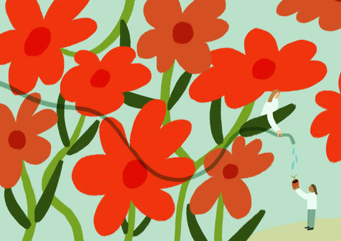 Blumen gießen / A4-Druck
