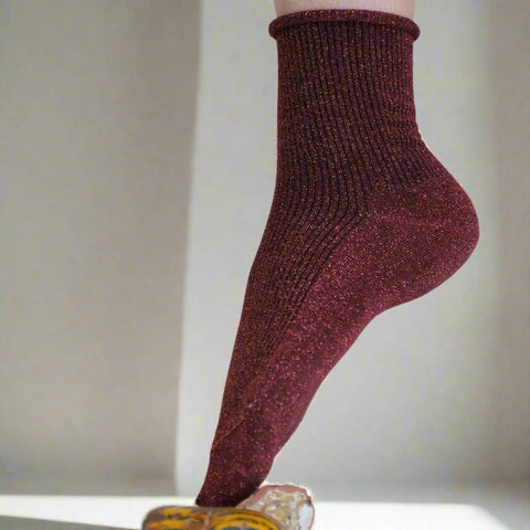KLUE Glitter Lurex Socken | Rot