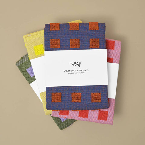 Geschirrtuch Quadrate – Flieder/Rot