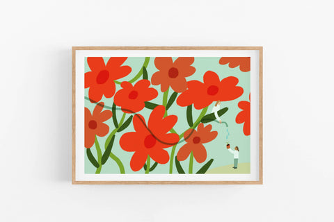 Blumen gießen / A4-Druck