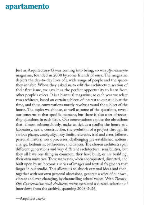 Twenty-One Conversations with Architects by Arquitectura-G