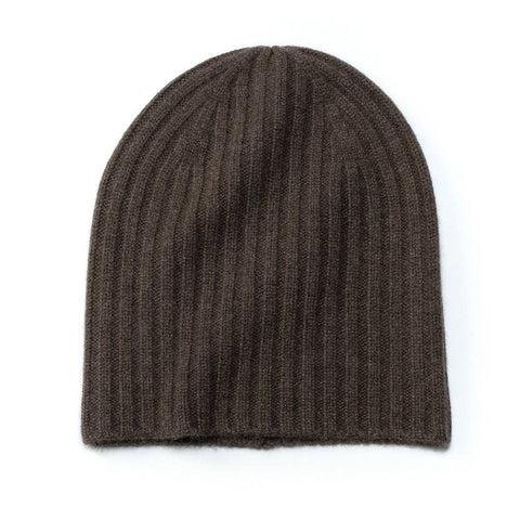 100% Kaschmir Rippstrick-Beanie
