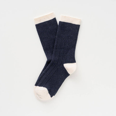 Socken Merinowolle | Navy-Weiß