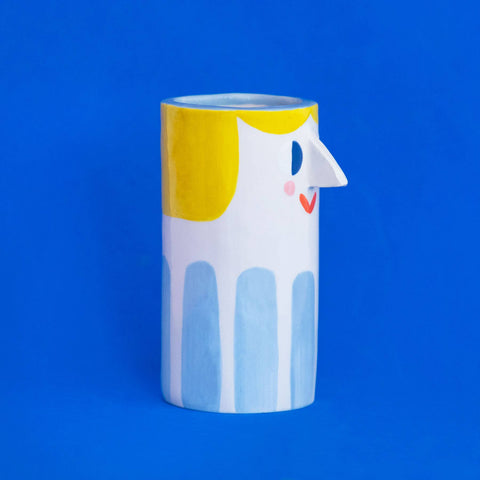 Keramikvase mit blauen Streifen