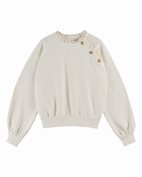 Sweatshirt mit Spitze / Ecru