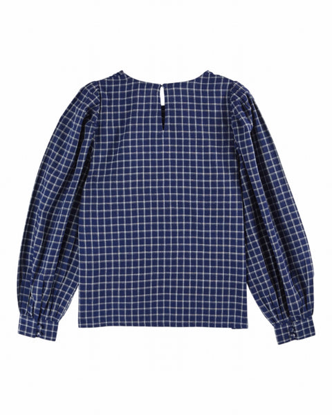 Khadi Bluse / Blau kariert