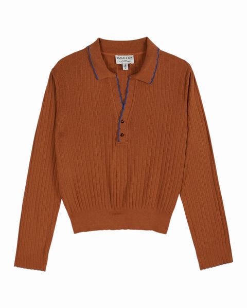 Pointelle Polo / Rust