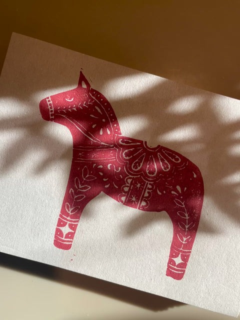 Dala Pferd / Linolschnitt
