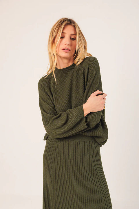 INDI&COLD Ribbed Knit Sweater / Olive