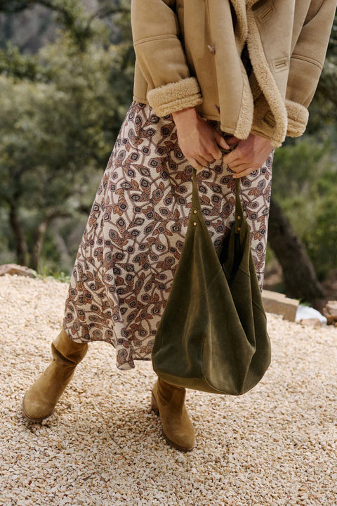 INDI&COLD Leder Tote Bag / Khaki