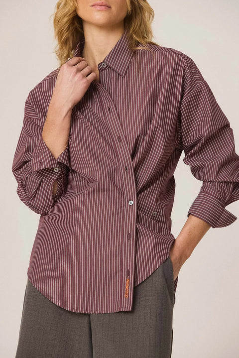 FW26 Bluse Streifen Aubergine