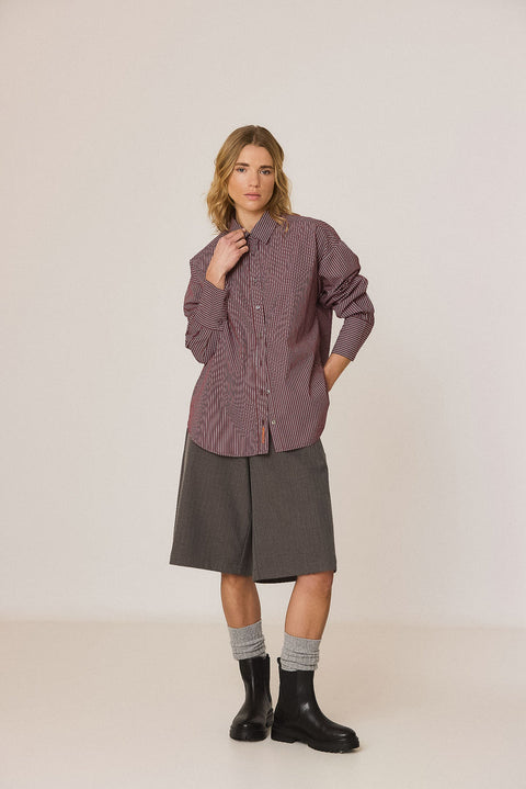 FW26 Bluse Streifen Aubergine