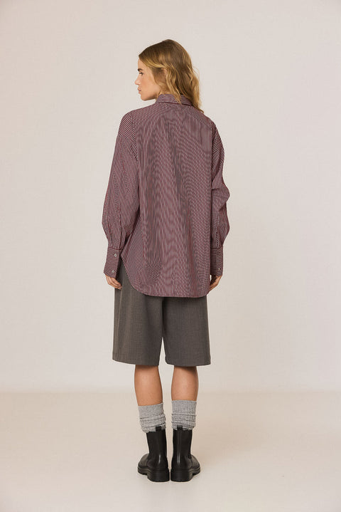FW26 Bluse Streifen Aubergine