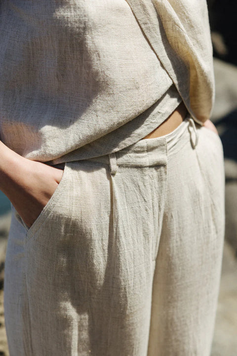 Leinenhose Beige